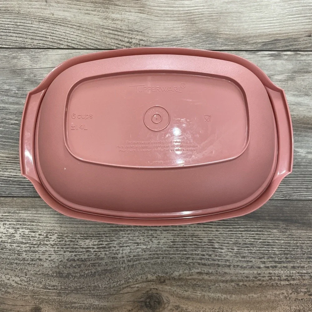 Tupperware Microwave Food Steamer 6 Cups Dusty Rose Pink 3 Piece 1273-6